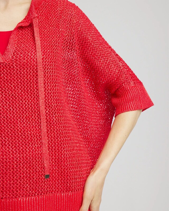 Sequin Open Knit Poncho - image 4